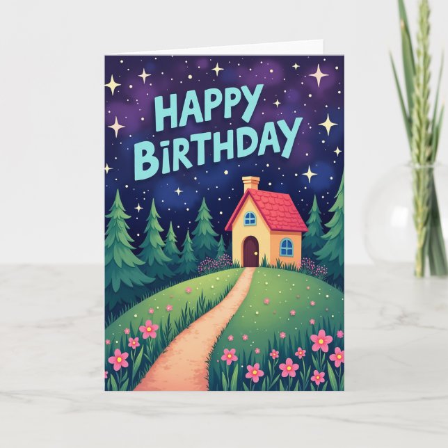 Carte d'anniversaire Maison Fantaisiste (Devant)