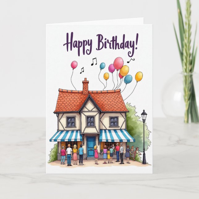 Carte d'anniversaire Maison Fantaisiste (Devant)