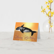 Carte d'anniversaire majestueuse orque océan solei