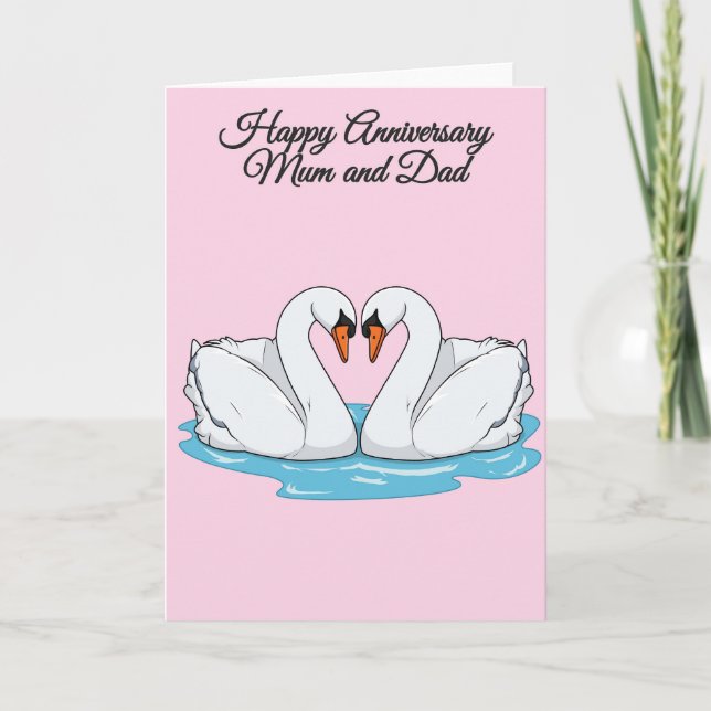 Carte d'anniversaire maman et papa Swans (Devant)