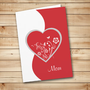 Carte d'anniversaire Maman Fleur de cœur rouge
