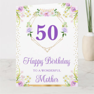 Carte d'anniversaire maman Fleurs Violettes et Crè