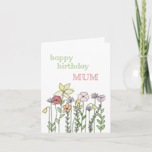 Carte d'anniversaire maman - illustration fleur
