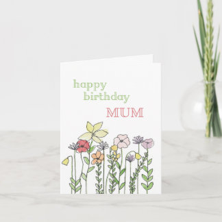 Carte d'anniversaire maman - illustration fleur
