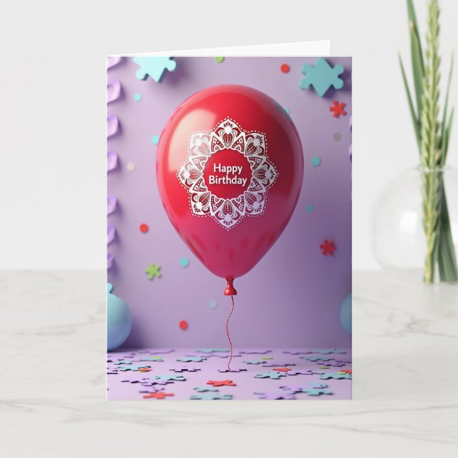 Carte d'anniversaire Mandala Écarlate (Devant)