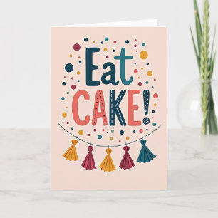 Carte d'anniversaire Manger du gâteau ludique