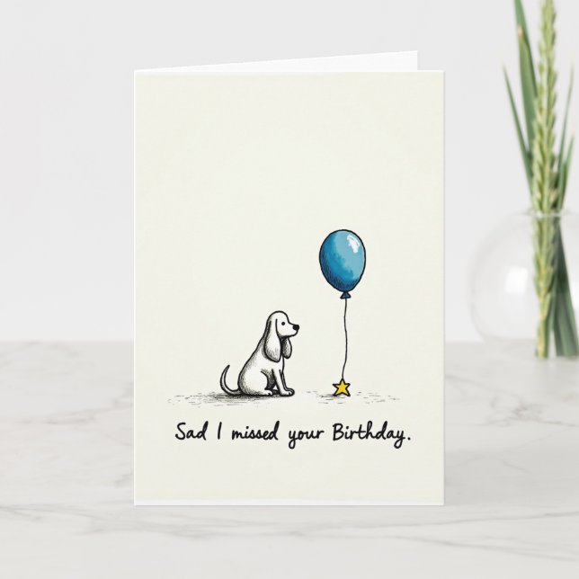 Carte d'anniversaire manqué pour chien ivoire (Devant)