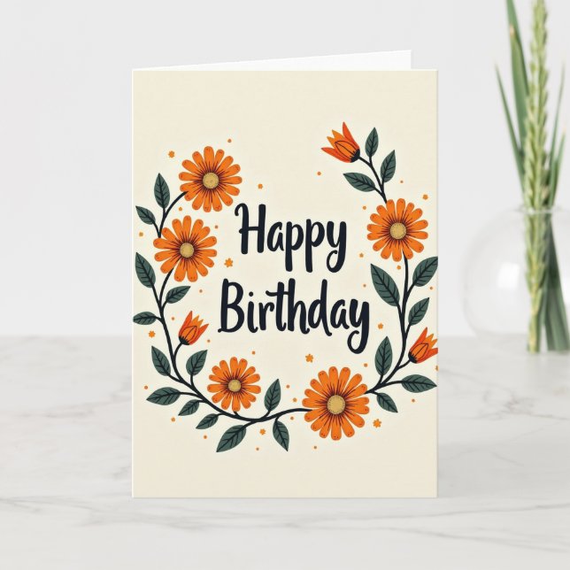 Carte d'anniversaire Marguerite Orange (Devant)