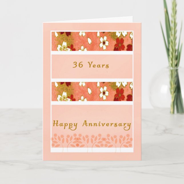 Carte d'anniversaire mariage 36e année (Devant)