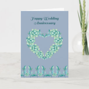 Carte d'anniversaire mariage bleu moyen avec couro