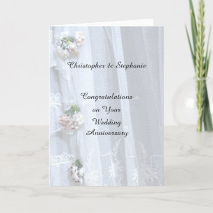 Carte d'anniversaire mariage, dentelle Vintage