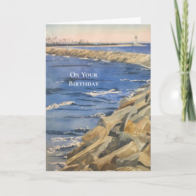 Carte d'anniversaire marine peinte à la main (Devant)