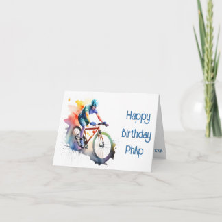 Carte d'anniversaire Marine, violet et orange cycl