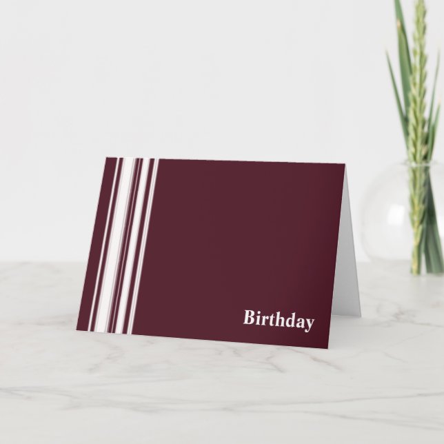 Carte d'anniversaire Maroon Stripes (Devant)