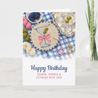Carte d'anniversaire martini à broder pour elle de