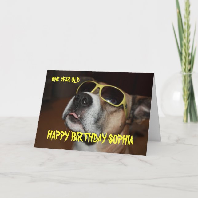 Carte d'anniversaire maximum de chien pour un an (Devant)