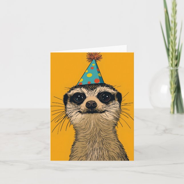 Carte d'anniversaire Meerkat joueuse (Devant)