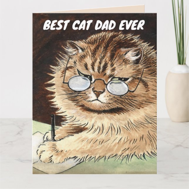 CARTE D'ANNIVERSAIRE MEILLEUR PÈRE DE CHAT DE TOUS (Devant)