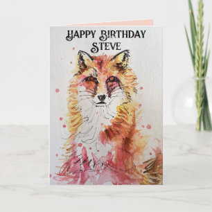 Carte d'anniversaire Mens Red Fox Watercolor