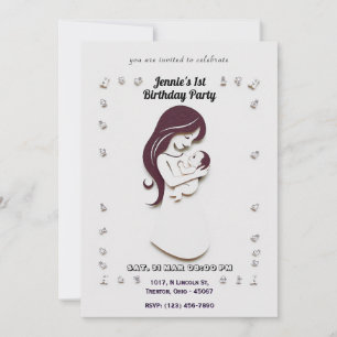 Carte d'anniversaire mère et bébé