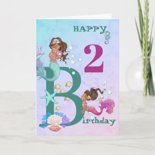 Carte d'anniversaire Mermaid Blue Personal Age mig