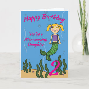 Carte d'anniversaire Mermaid pour fille n'importe 