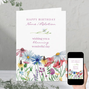 Carte d'anniversaire merveilleuse de fleurs sauvag