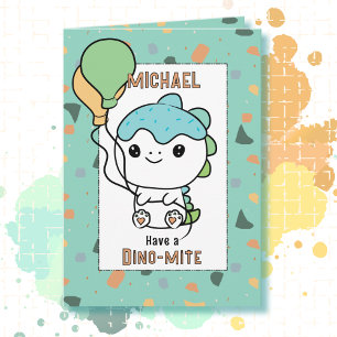 Carte d'anniversaire mignon dinosaure de dessin an