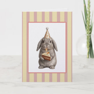 Carte d'anniversaire Mignon Lapin avec Gâteau à la