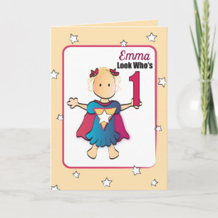 Carte d'anniversaire mignonne 1er pour Super Girl