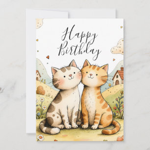 Carte d'anniversaire mignonne avec chat