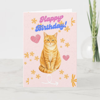 Carte d'anniversaire mignonne avec chat tigré et c