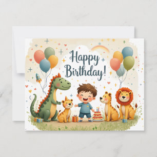 Carte d'anniversaire mignonne avec des animaux et