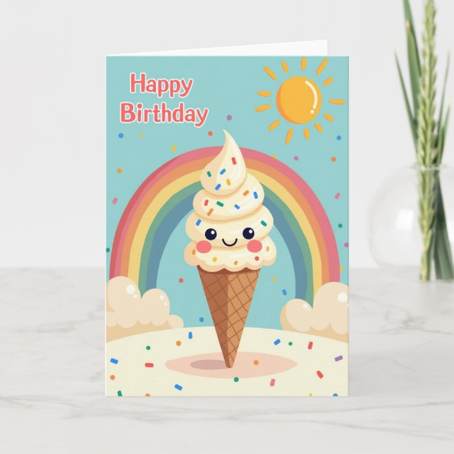 Carte d'anniversaire mignonne avec paillettes (Devant)