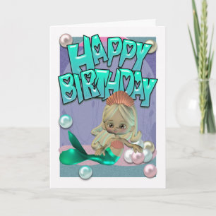 Carte d'anniversaire mignonne avec sirène