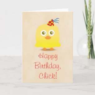 Carte d'anniversaire mignonne avec un poulet porta