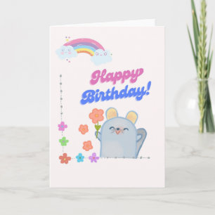 Carte d'anniversaire mignonne avec une souris tena