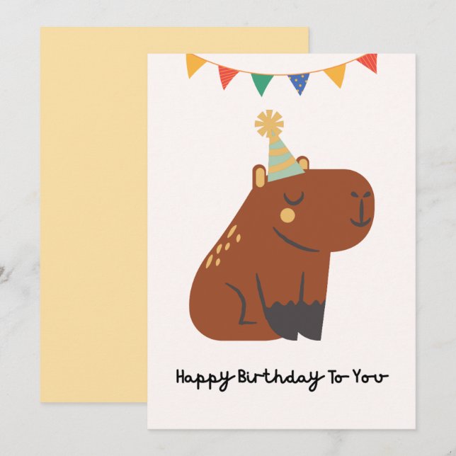 Carte d'anniversaire mignonne capybara Mignon cart (Devant / Derrière)
