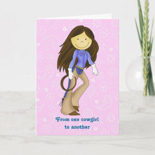 Carte d'anniversaire mignonne Cowgirl