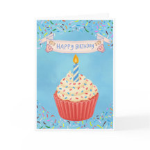 Carte d'anniversaire Mignonne Cupcake