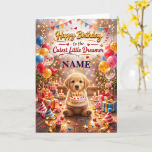 Carte d'anniversaire mignonne de chiot pour enfant