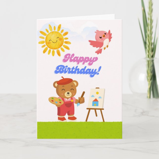 Carte d'anniversaire mignonne de l'artiste Teddy B (Devant)