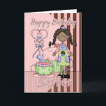 Carte d'anniversaire mignonne de soeur - petits<br><div class="desc">Carte d'anniversaire mignonne de soeur - petits gâteaux et thé - Afro-américain</div>