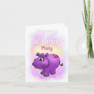 Carte d'anniversaire mignonne d'hippopotame