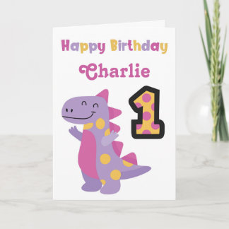 Carte d'anniversaire mignonne Dinosaur 1er