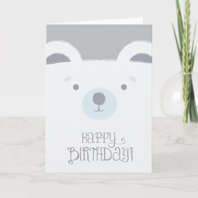 Carte d'anniversaire mignonne d'ours blanc (Devant)