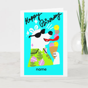 carte d'anniversaire mignonne d'ours polaire mange