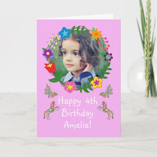 Carte d'anniversaire mignonne Enfants Papillons Ho (Devant)