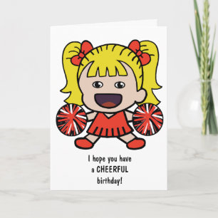 Carte d'anniversaire mignonne Pom-pom girl pour le