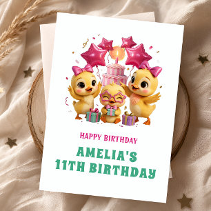 Carte d'anniversaire mignonne pour filles avec des
